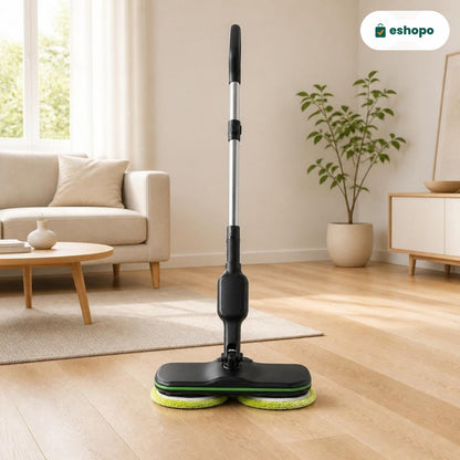 Mopa giratoria eléctrica sin cables en un salón
